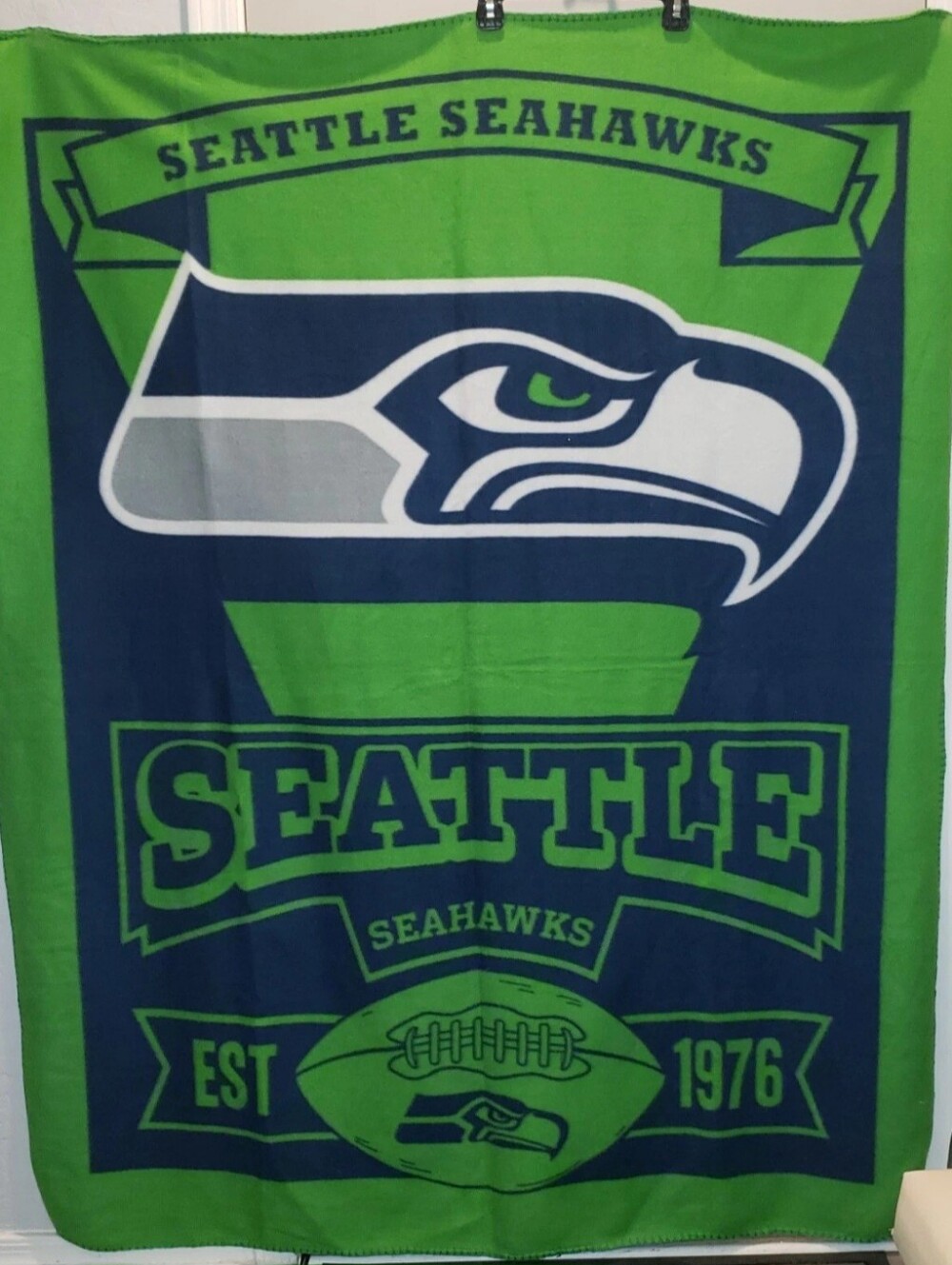 Seattle Seahawks Green & Navy Fleece Throw Blanket - Official Team Design